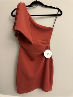 Pilgrim One-Shoulder Brick Red Mini cocktail Dress sz. 4 New!